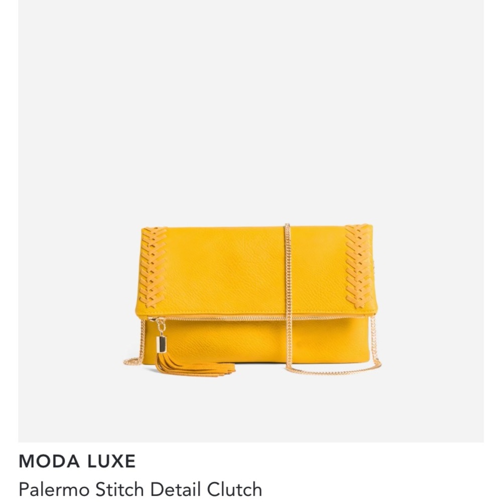 Moda Luxe Palermo Stitch Detail Clutch (mustard)